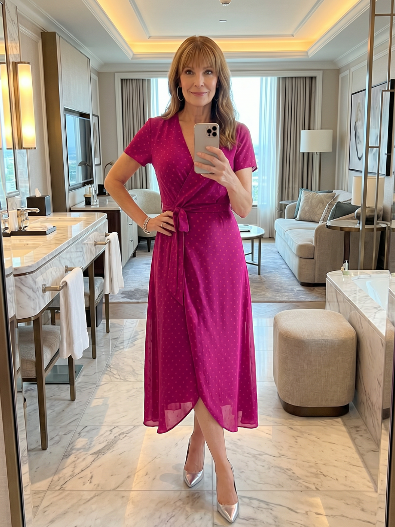Priya | Vestido midi cruzado de manga corta con estampado floral