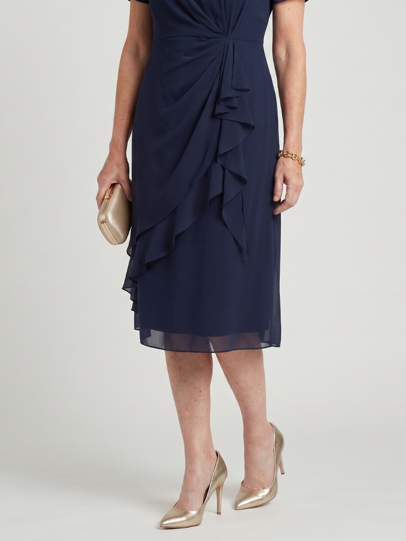 Eira | Vestido midi de manga corta con dobladillo en capas