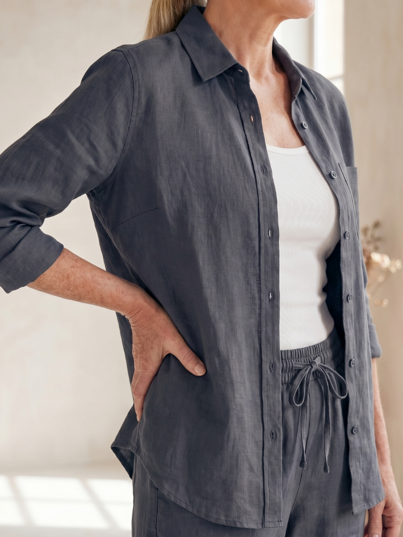 Noor | Conjunto de camisa de manga larga y pantalones entallados