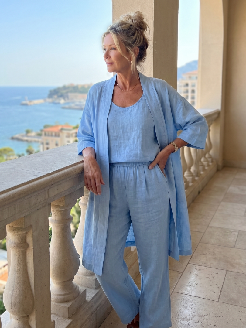 Yael | Conjunto de tres piezas: top y pantalón de corte relajado