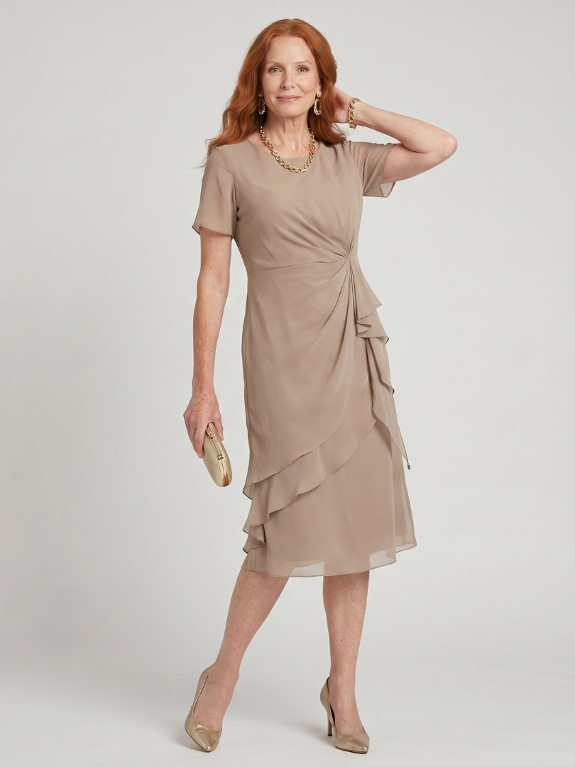 Eira | Vestido midi de manga corta con dobladillo en capas