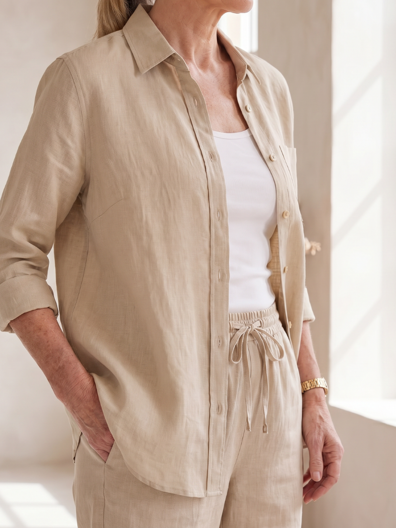 Noor | Conjunto de camisa de manga larga y pantalones entallados
