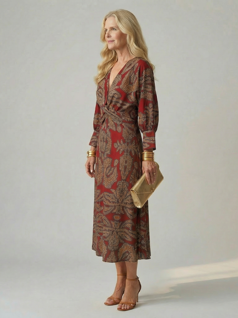 Lune | Vestido midi envolvente de color natural