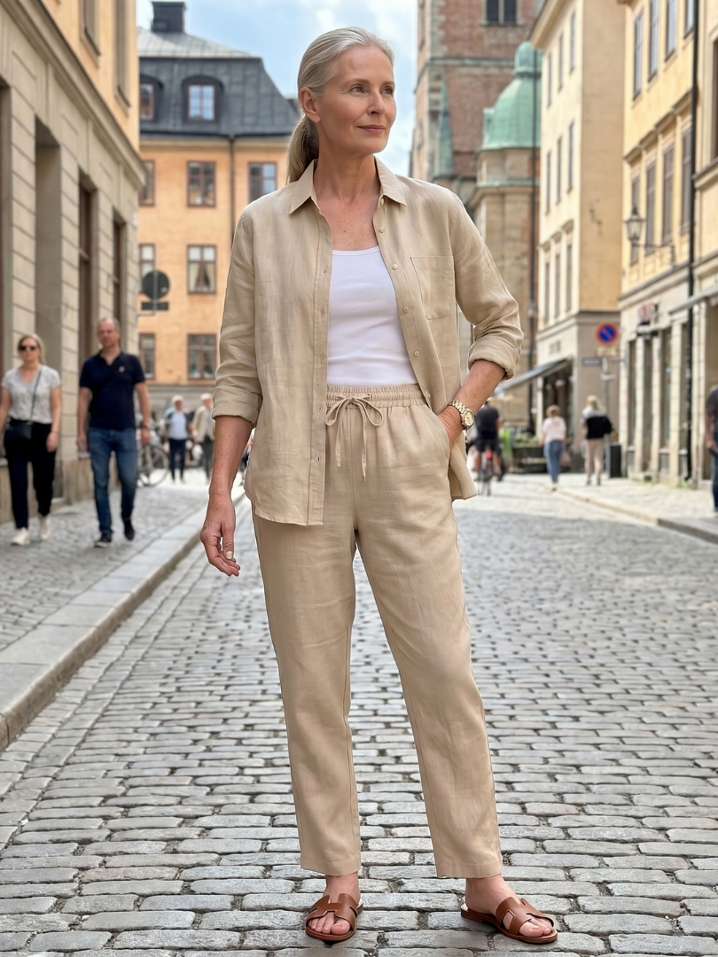 Noor | Conjunto de camisa de manga larga y pantalones entallados