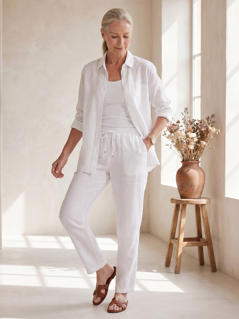 Noor | Conjunto de camisa de manga larga y pantalones entallados