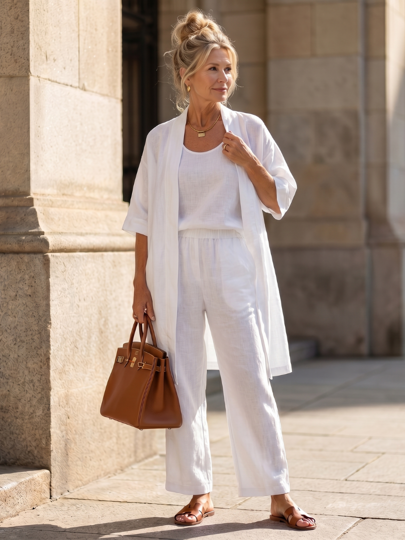 Yael | Conjunto de tres piezas: top y pantalón de corte relajado