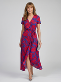 Priya | Vestido midi cruzado de manga corta con estampado floral