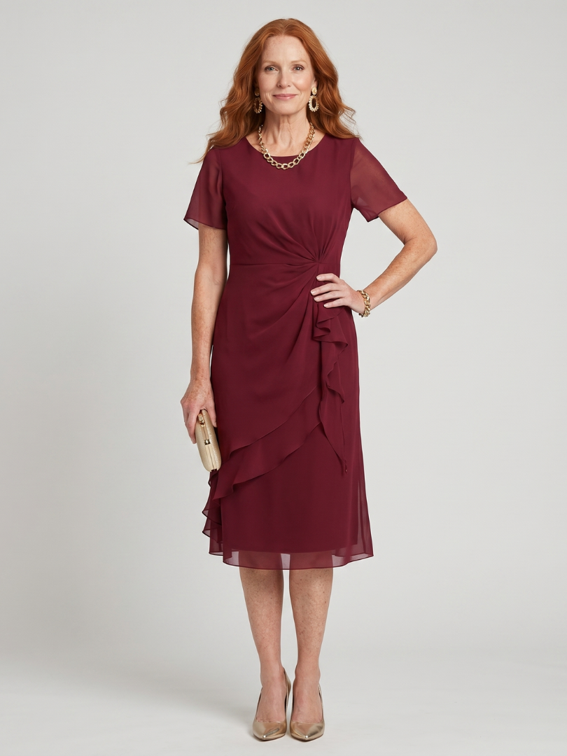 Eira | Vestido midi de manga corta con dobladillo en capas