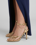 Sabine | Sandalias de tiras metálicas con puntera afilada y tacón