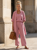 Yael | Conjunto de tres piezas: top y pantalón de corte relajado