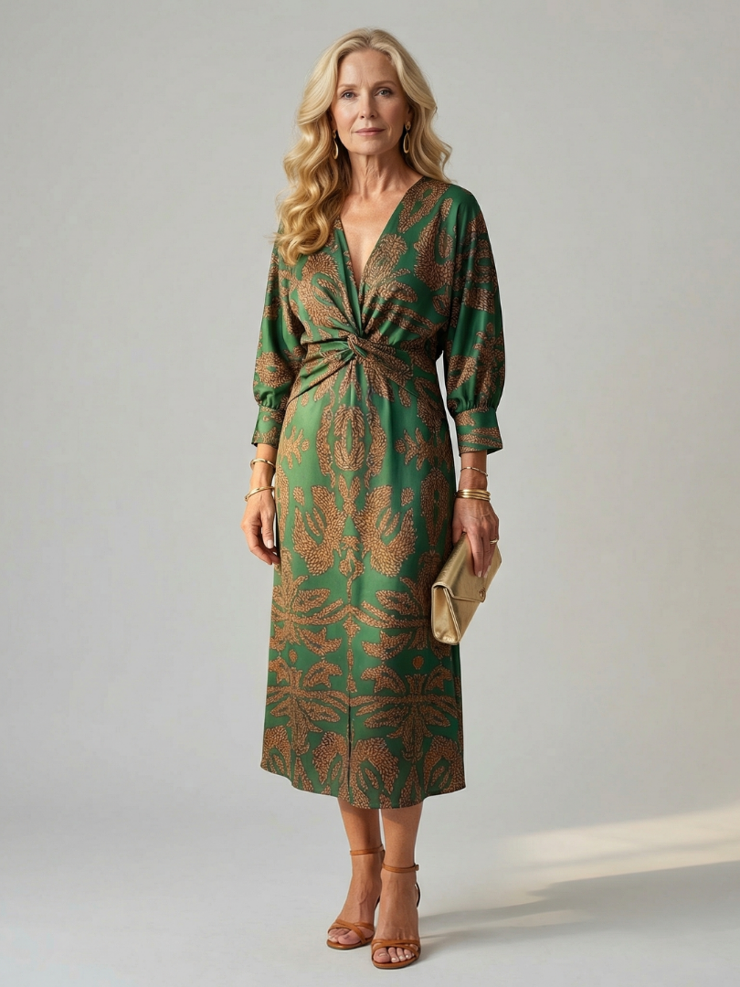 Lune | Vestido midi envolvente de color natural