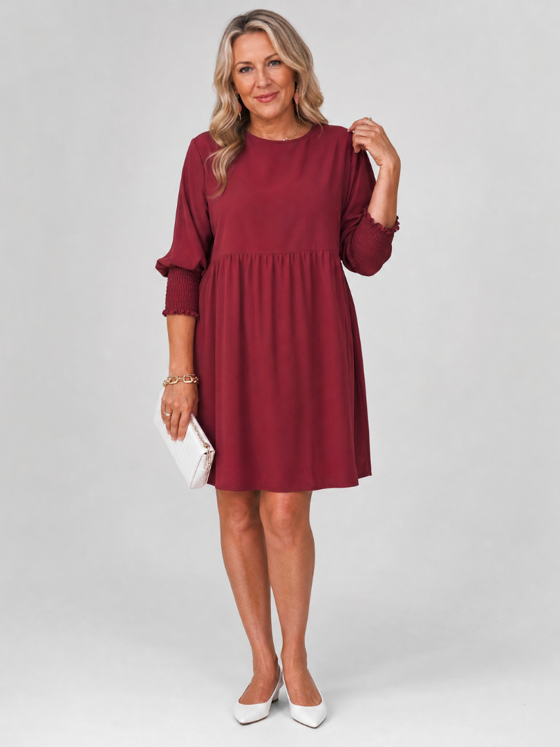 Corinne | Vestido mini de manga larga con puños fruncidos