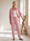 Noor | Conjunto de camisa de manga larga y pantalones entallados
