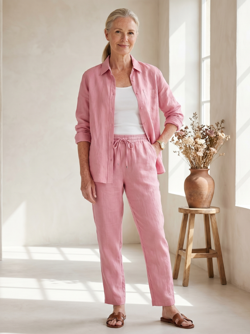 Noor | Conjunto de camisa de manga larga y pantalones entallados