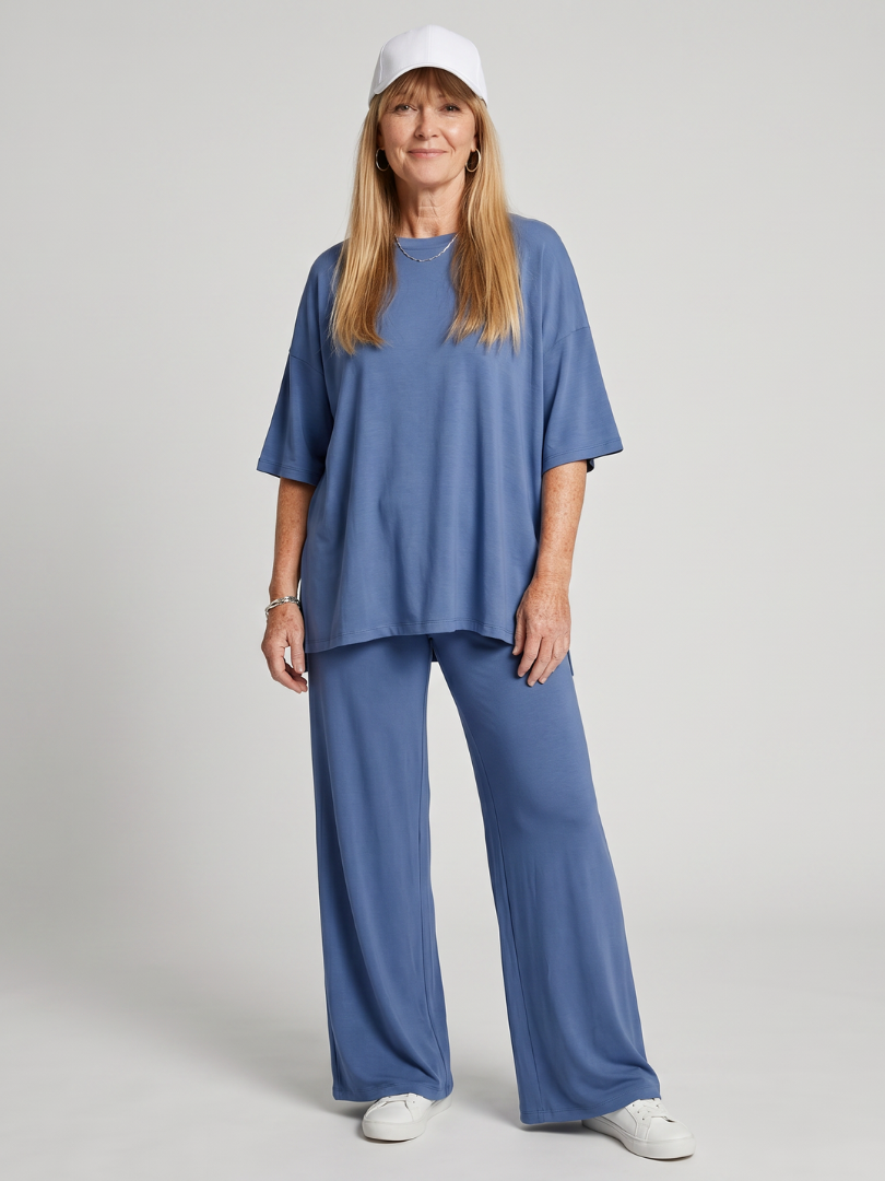 Ramse | Conjunto de top oversize de manga corta y pantalones de pierna ancha