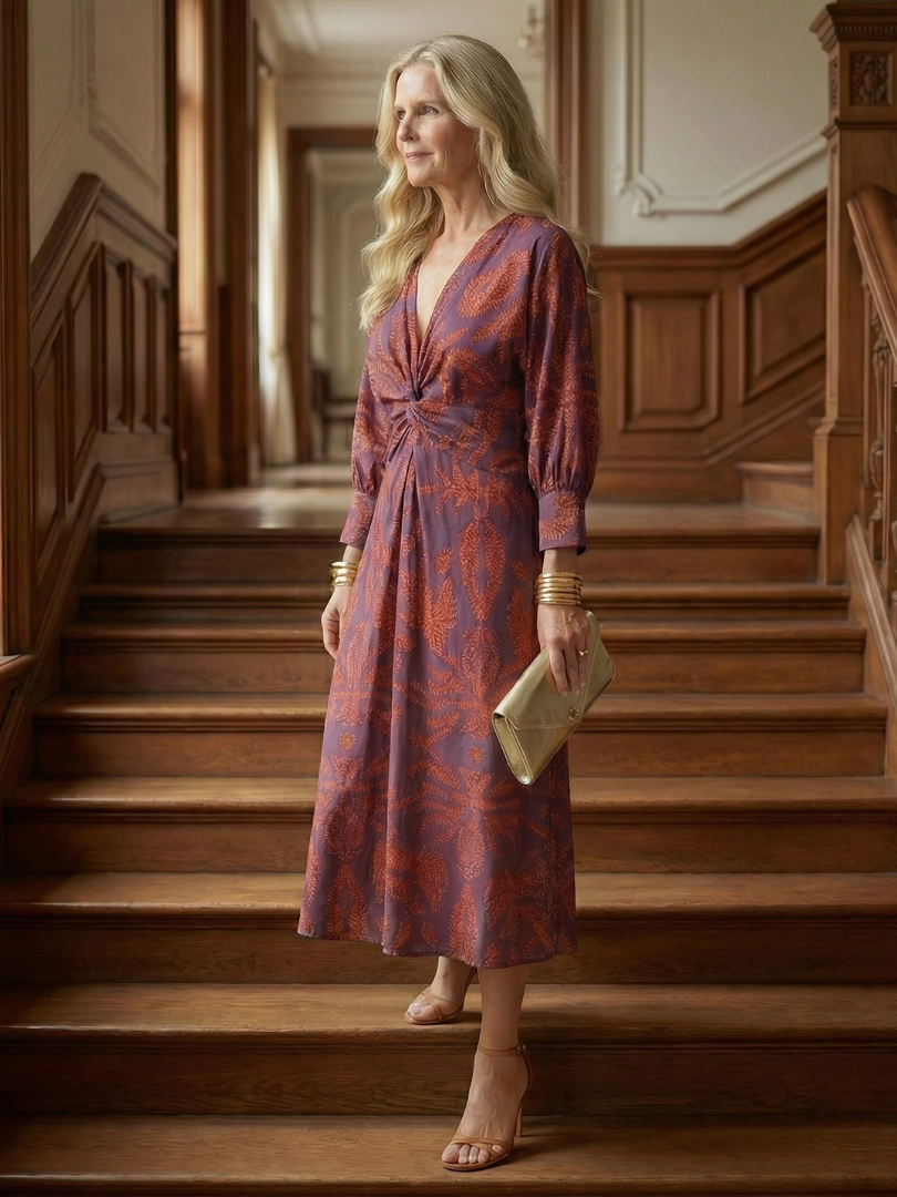 Lune | Vestido midi envolvente de color natural