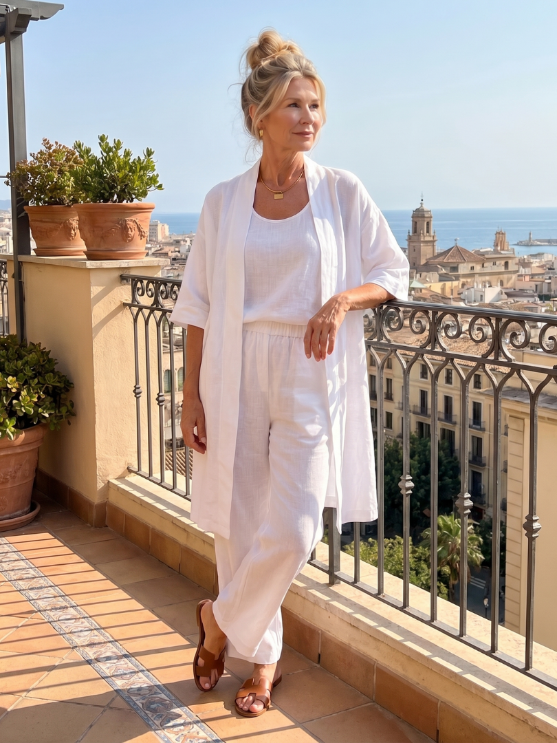 Yael | Conjunto de tres piezas: top y pantalón de corte relajado