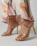 Isolde | Sandalias de tacón stiletto con tiras envolventes metálicas