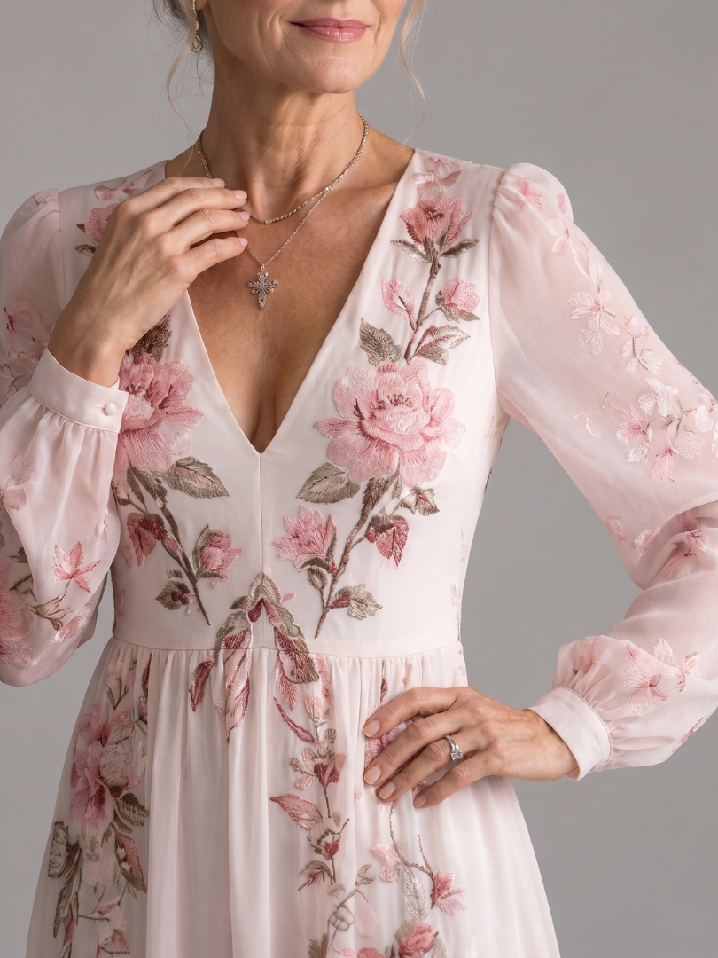 Musal | Vestido midi de manga larga con caída natural
