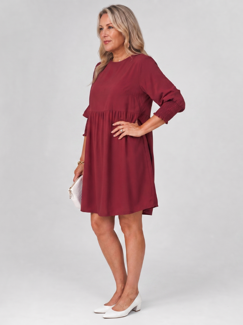 Corinne | Vestido mini de manga larga con puños fruncidos