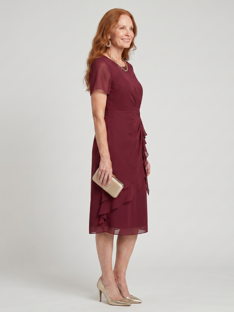 Eira | Vestido midi de manga corta con dobladillo en capas