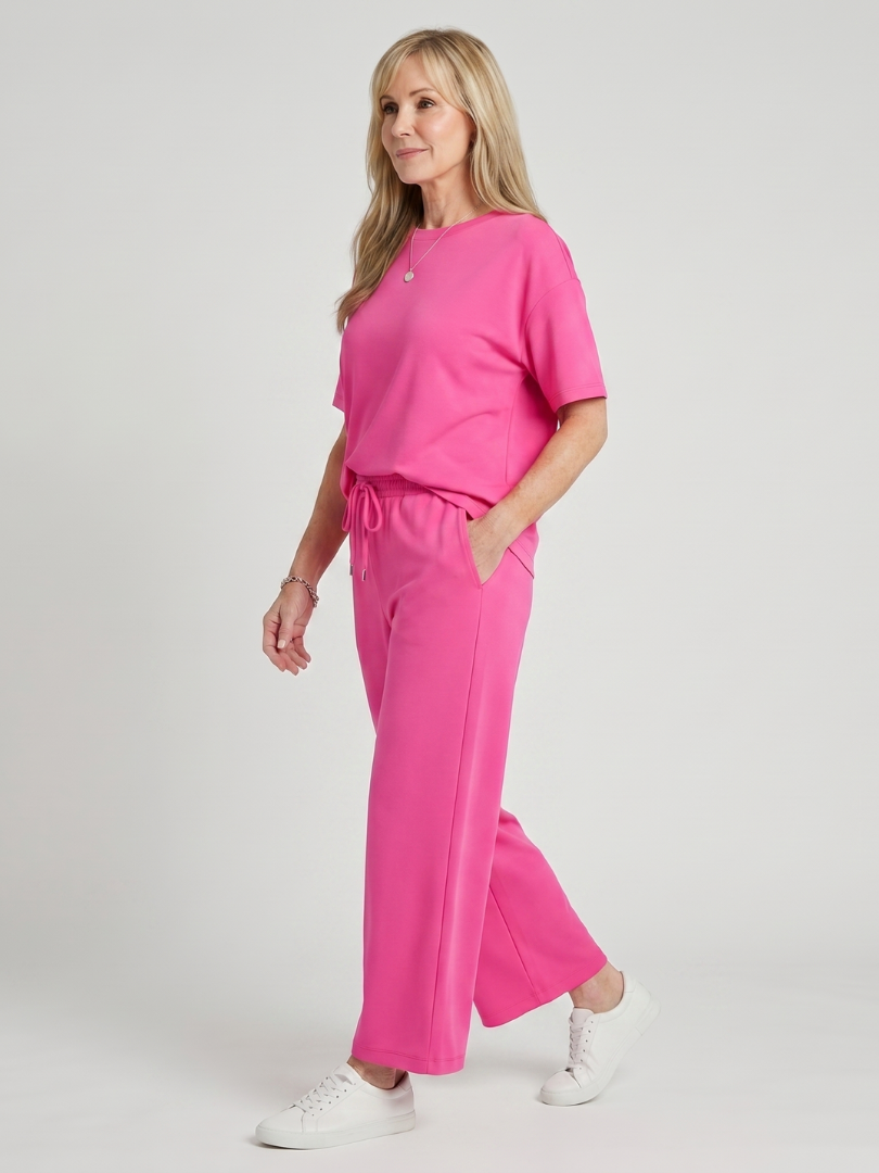 Wihel | Conjunto de manga corta con cintura de cordón y pantalón de pierna recta