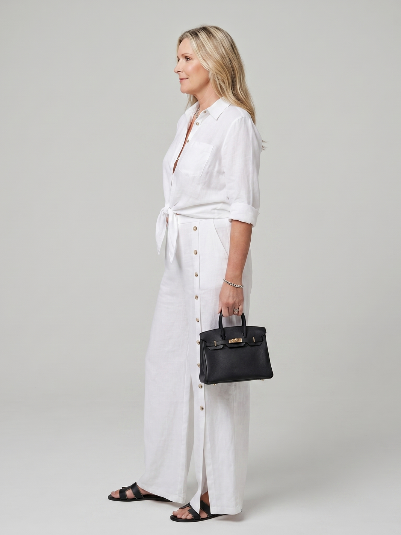 Maddelina | Conjunto de blusa de manga larga con lazo en la parte delantera y pantalones de pierna ancha