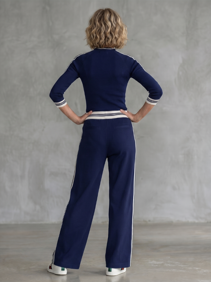 Eirlys | Conjunto de blusa ajustada de manga larga y pantalones de pierna ancha
