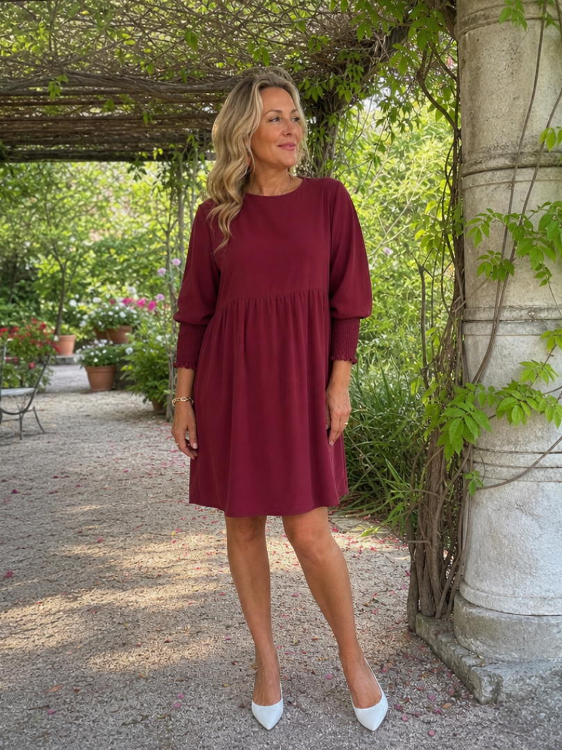 Corinne | Vestido mini de manga larga con puños fruncidos