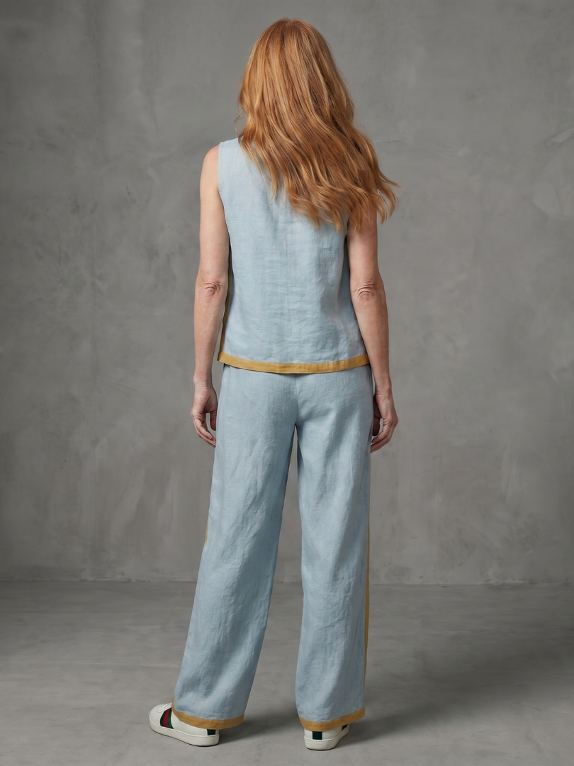 Inara | Top sin mangas y conjunto de pantalones de pierna ancha con contraste