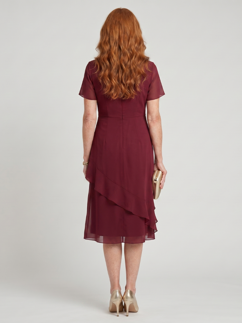 Eira | Vestido midi de manga corta con dobladillo en capas