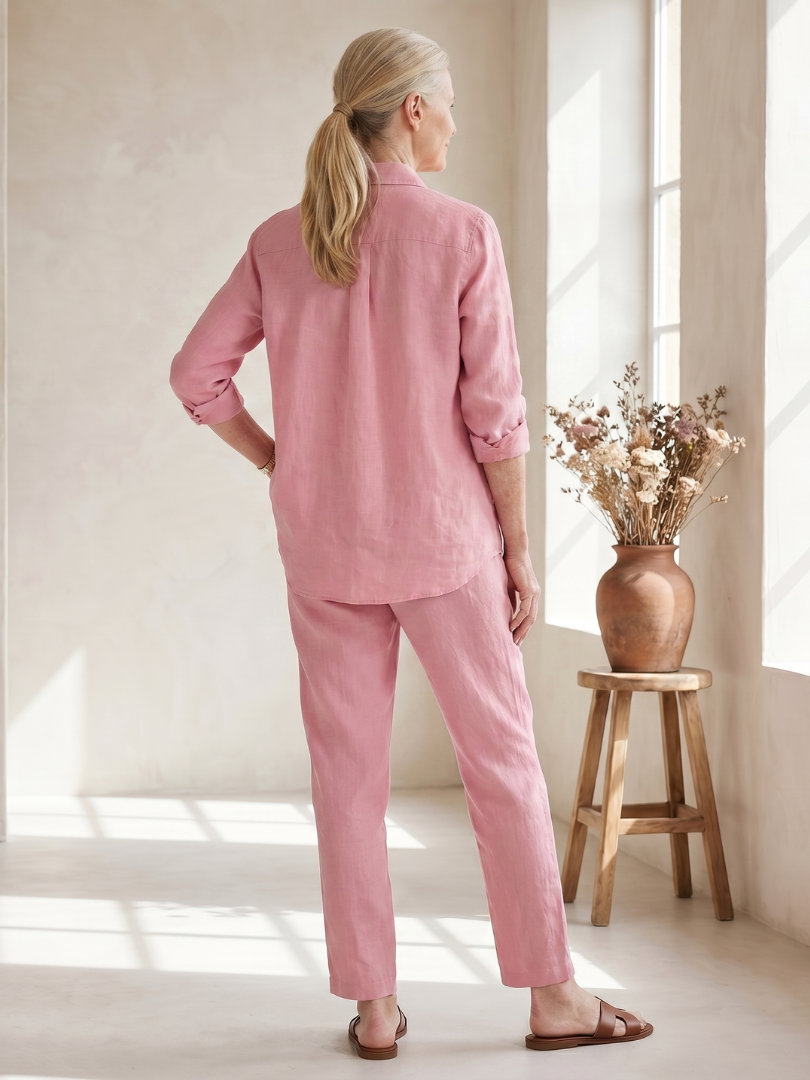 Noor | Conjunto de camisa de manga larga y pantalones entallados