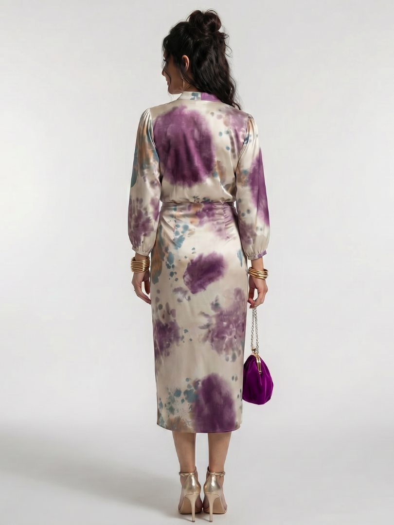 Valentina | Vestido midi estampado cruzado con lazo en la cintura