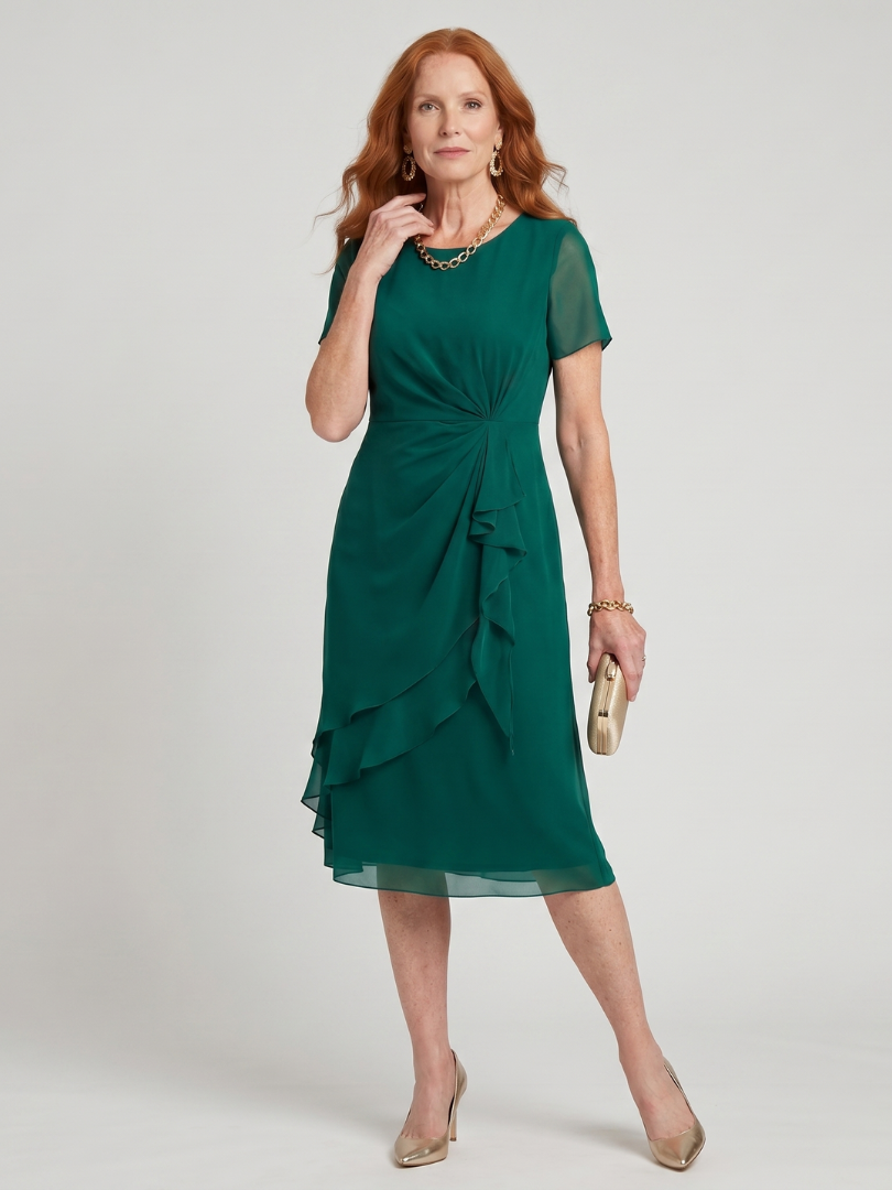 Eira | Vestido midi de manga corta con dobladillo en capas