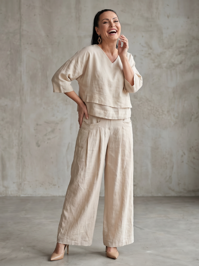 River | Conjunto de top en capas y pantalón de pierna ancha