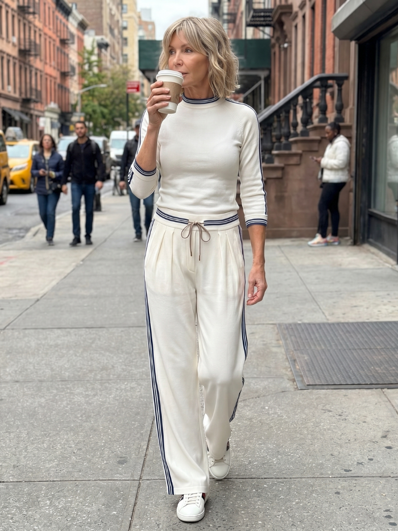 Eirlys | Conjunto de blusa ajustada de manga larga y pantalones de pierna ancha