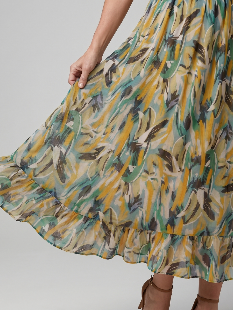 Quill | Vestido midi de tirantes finos con estampado abstracto