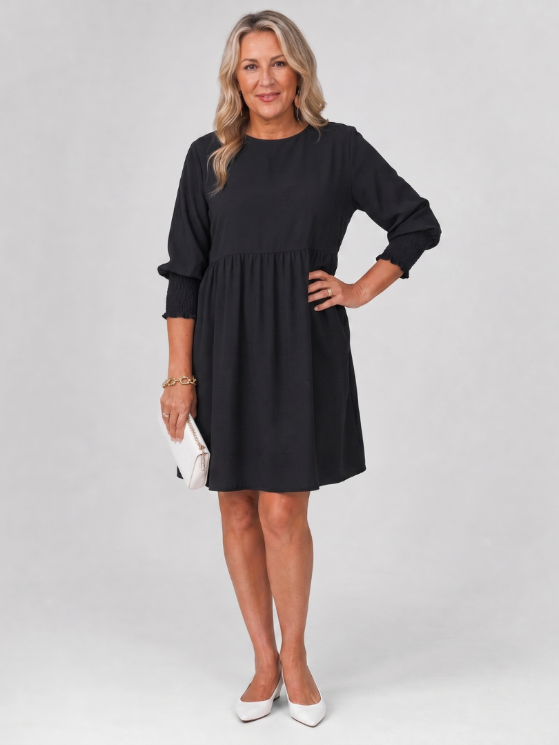 Corinne | Vestido mini de manga larga con puños fruncidos