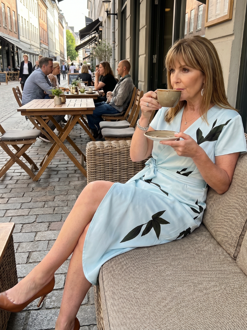 Cypress | Vestido midi cruzado con estampado botánico y manga volante