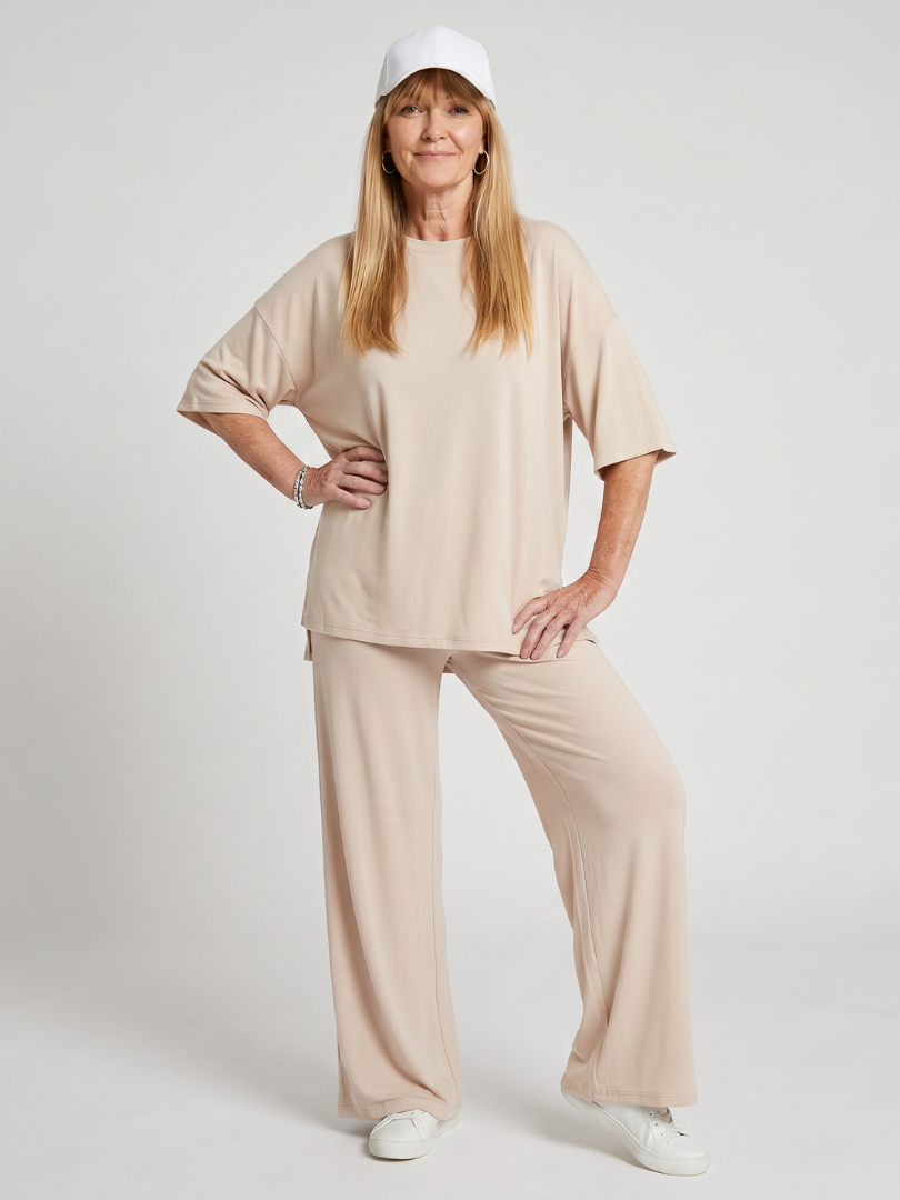 Ramse | Conjunto de top oversize de manga corta y pantalones de pierna ancha