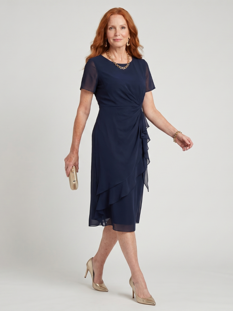 Eira | Vestido midi de manga corta con dobladillo en capas